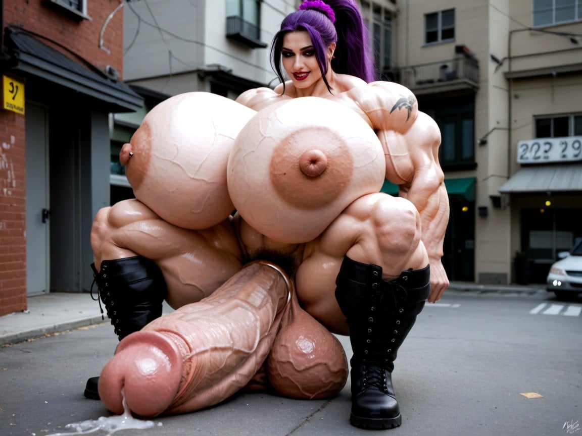 Wide Shoulders, Pale Skin, Boots Shemale AI Porn