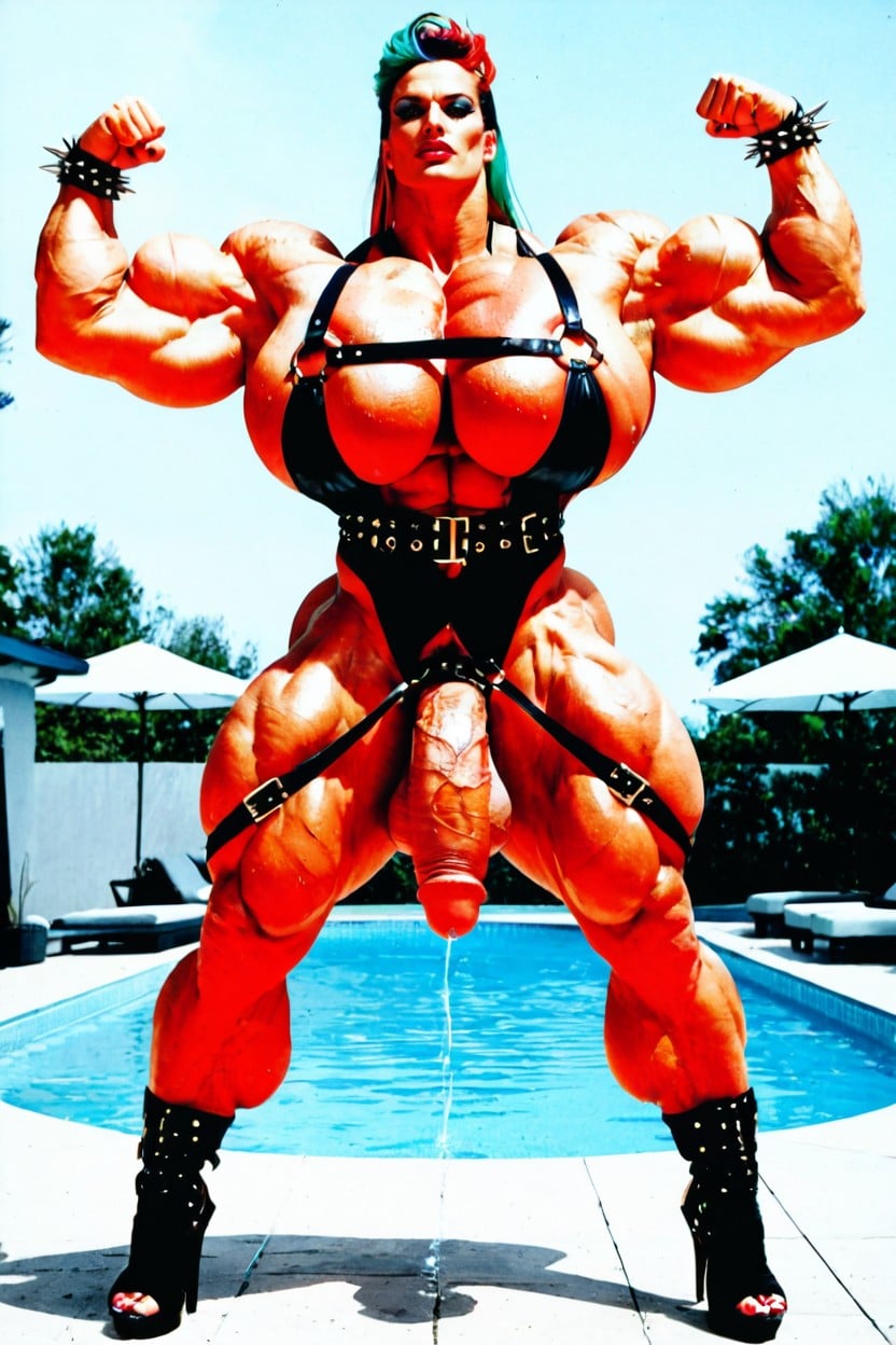 Over Exaggerated Muscle Mass, Huge Ass, Gigantic Serratus Anterior Shemale AI Porn