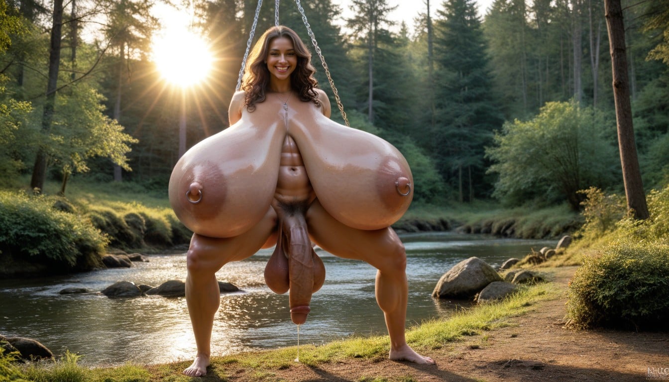 Impossibly Long Hyper Penis, Shiny Oiled Skin, Skinny Shemale AI Porn