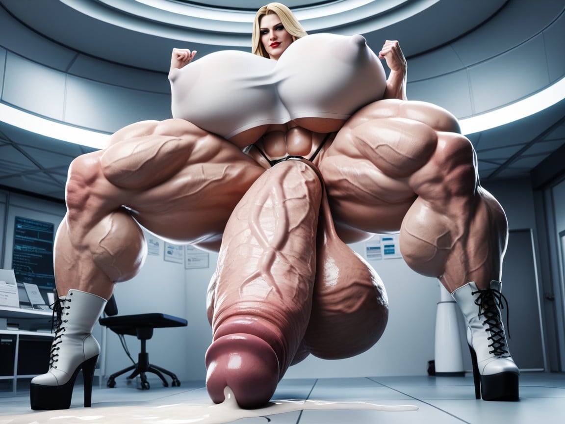 Hyper Huge Muscles, Hypermuscular, Absurdly Oversized Veiny Futanari Cock Shemale AI Porn