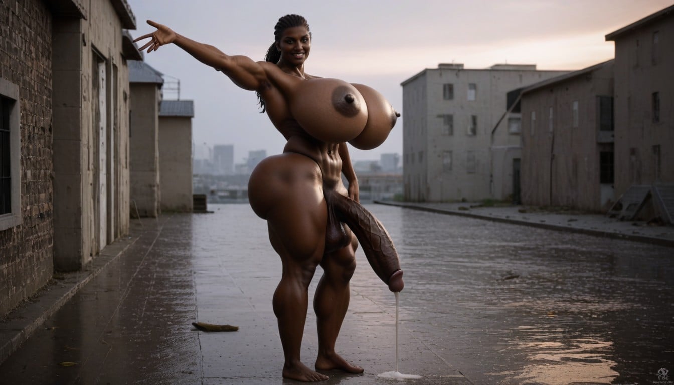 Sunset, Massive Gigantic Hyper Balls, Round Belly Shemale AI Porn