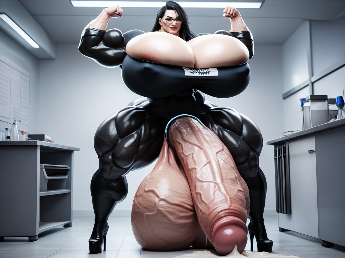 Hyper Massive Testicles, Growing, Gigantic Hyper Sagging Testicles Shemale AI Porn