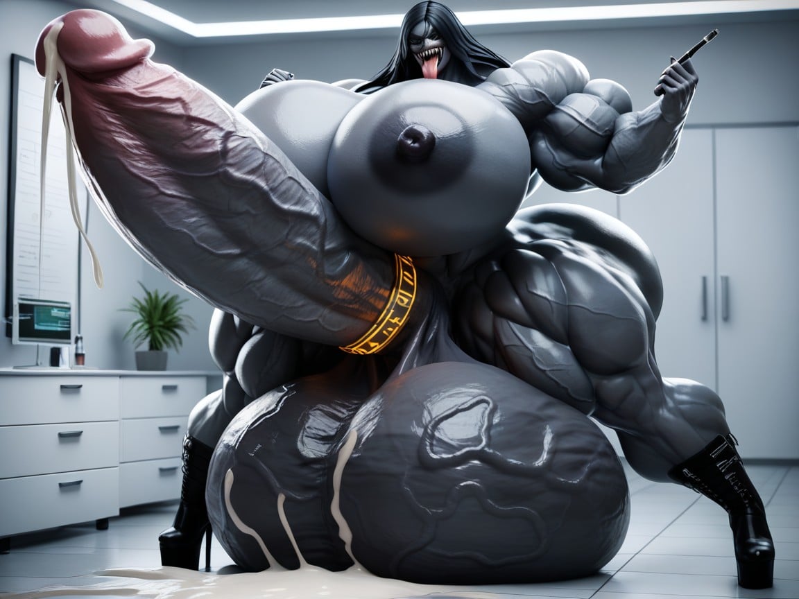 Hyper Thick Cock, Impossibly Long Hyper Penis, Massive Muscles Shemale AI Porn