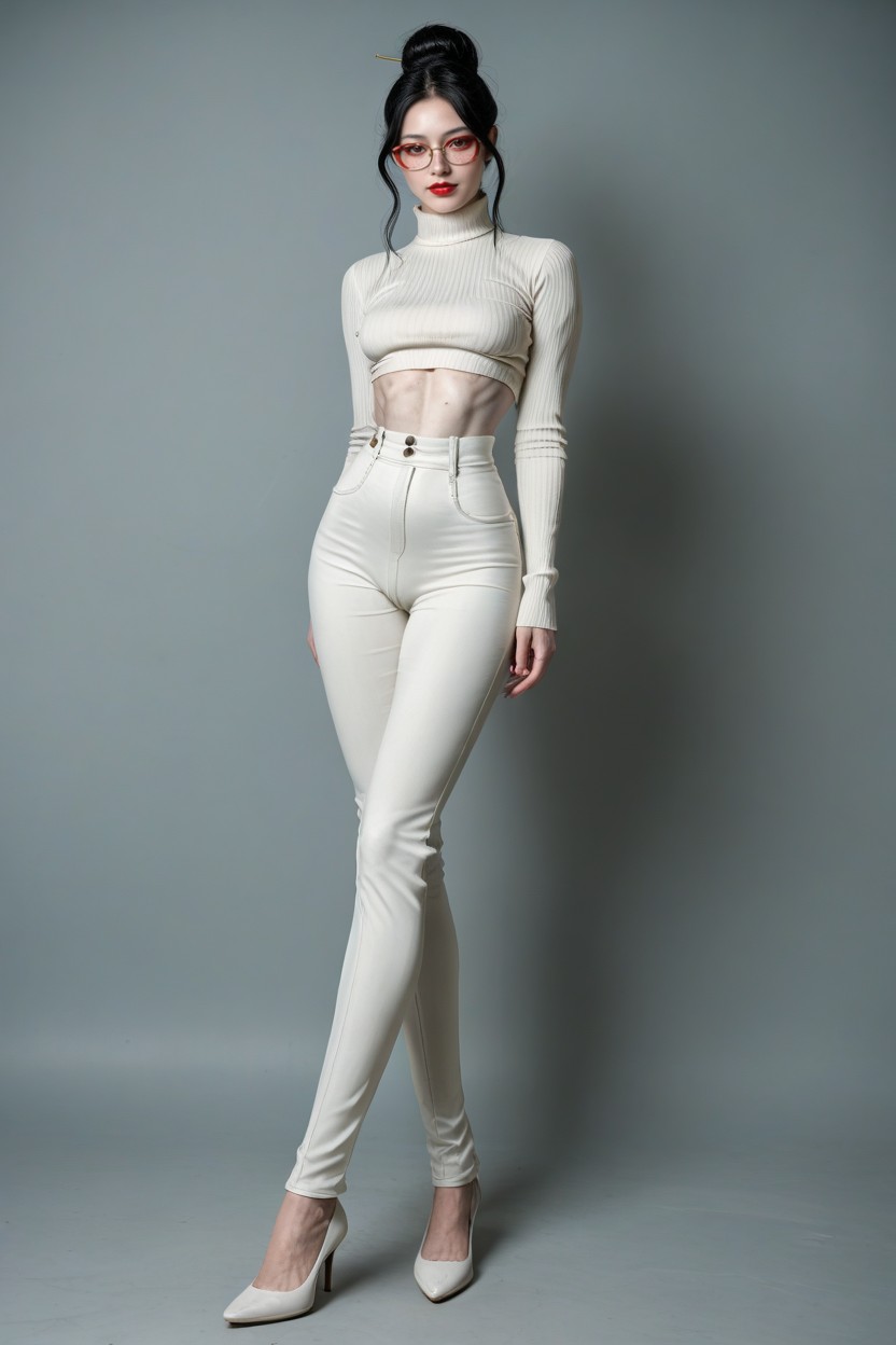 Six Pack Visible, Bright Setting, Turtleneck Sweater Shemale AI Porn