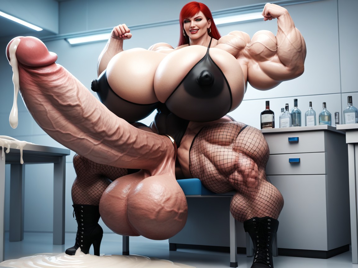 Flexing, Hypermuscular, Hyper Huge Massive Muscles Shemale AI Porn