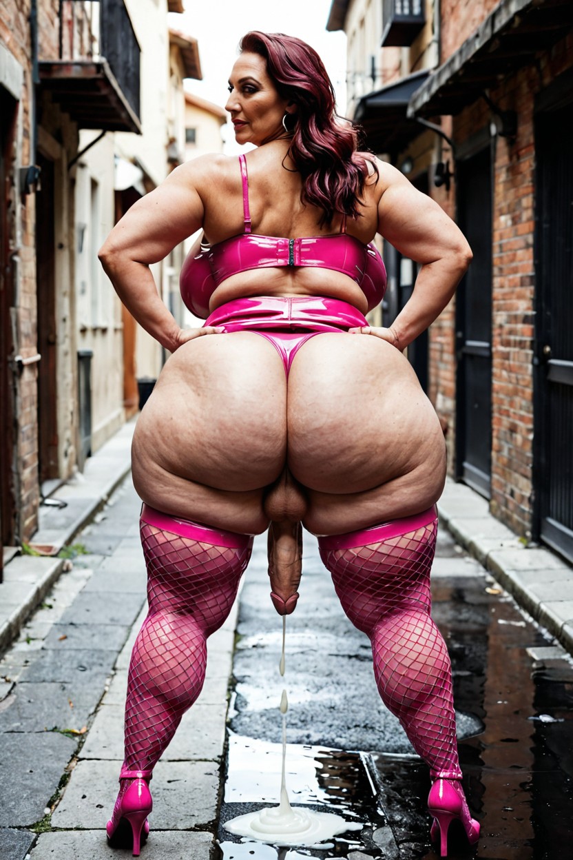 Futanari, Rear View, Alley Shemale AI Porn