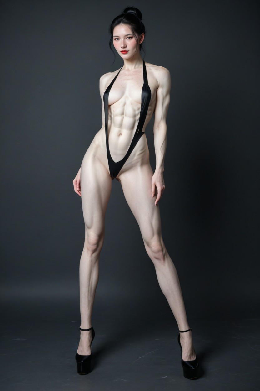 Hyper Sucked In Stomach, Sexy Waist, Long Legs Shemale AI Porn