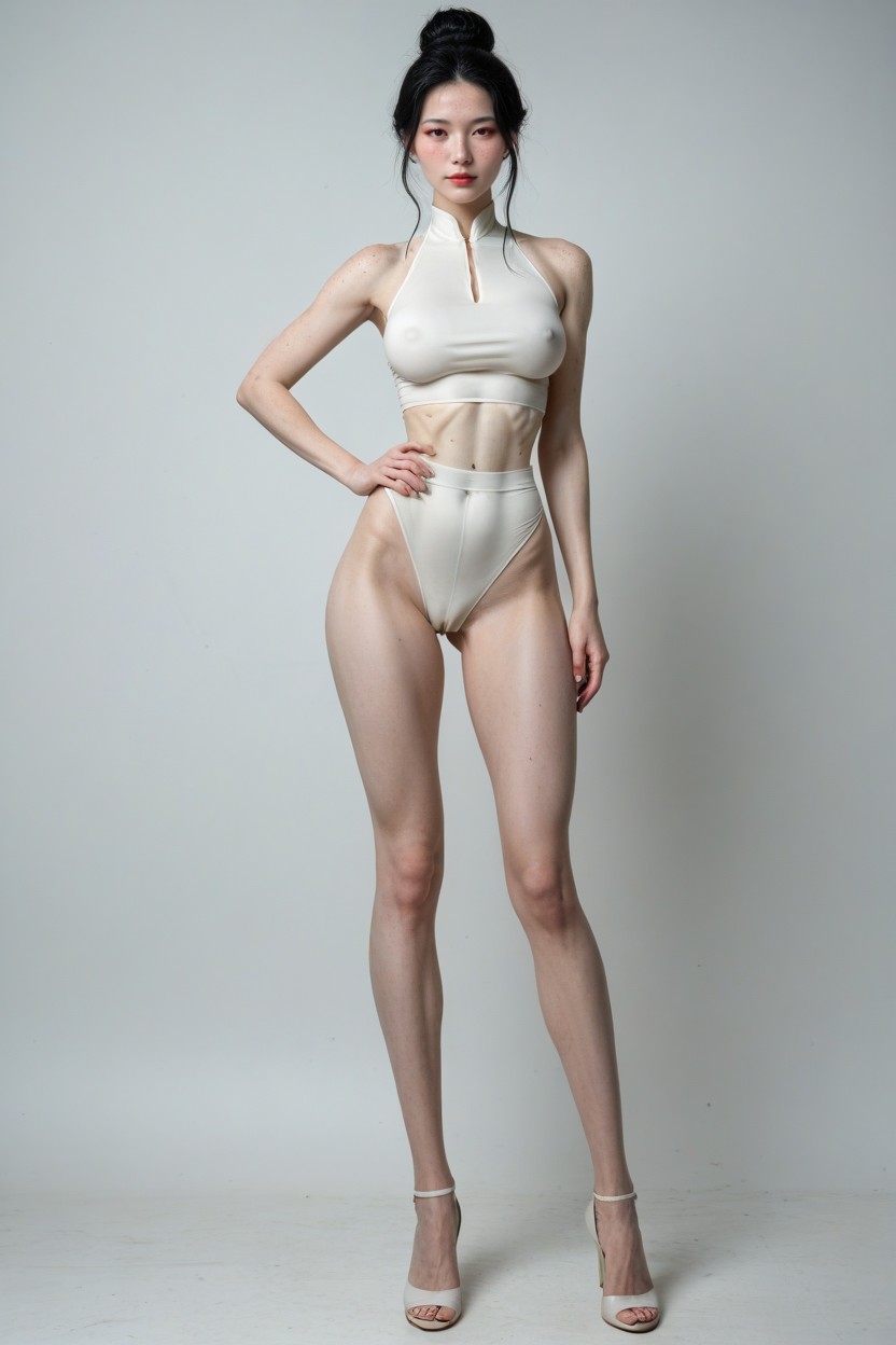 Pussy Covered Clothes, Arched Back, Split With Hips Close To The Ground Shemale AI Porn