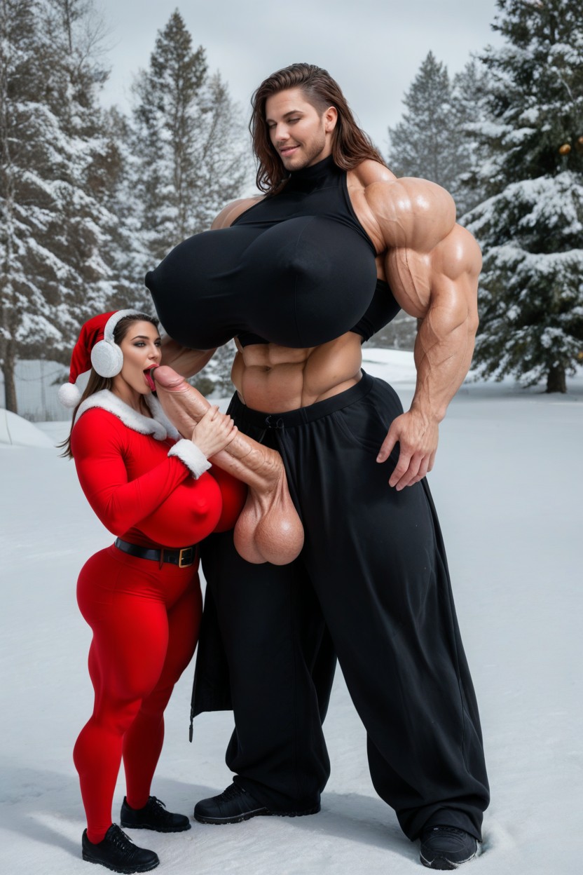 Fully Covered By Clothes, Gigantic Pectoralis Major, Submissive Male Shemale AI Porn