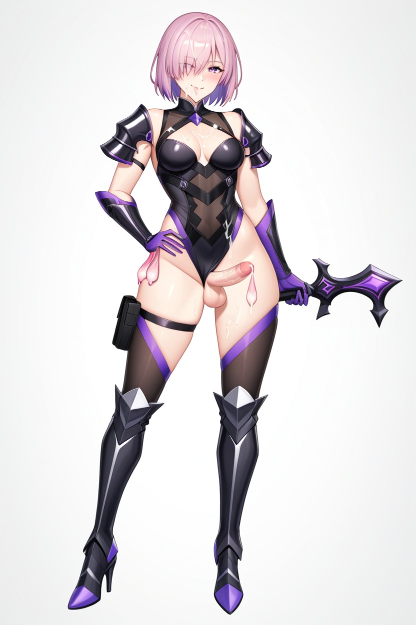 Full Body, Fate Mash Kyrielight, Smirk Shemale AI Porn