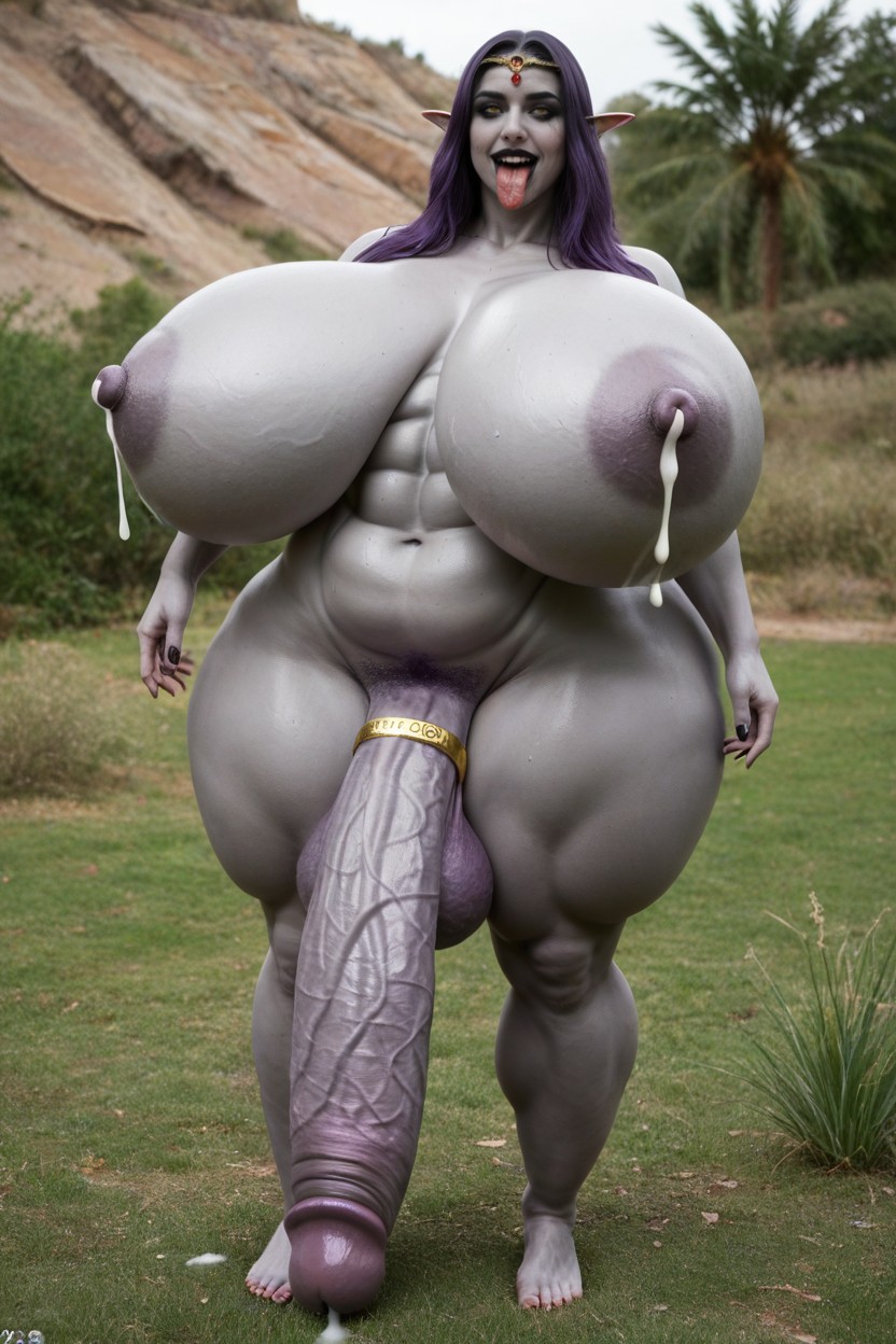 Cumshot, Excessive Erect Nipples, Gigantic Shemale AI Porn