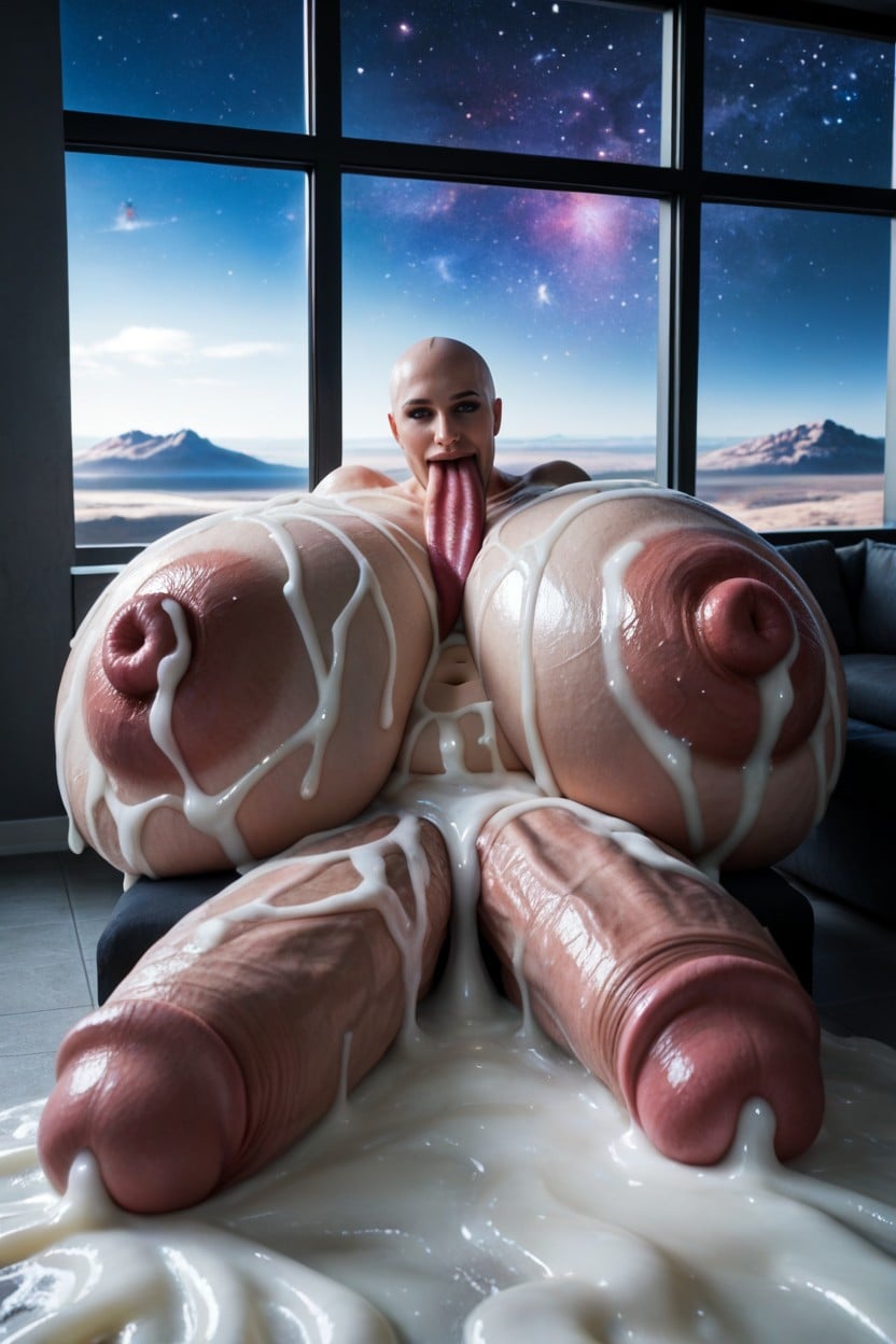 Hyper Sweaty, Skinny, Gigantic Shemale AI Porn