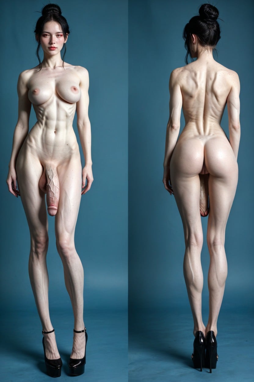 Ultra Detailed Face, Solo Female, Extremely Long Legs Shemale AI Porn