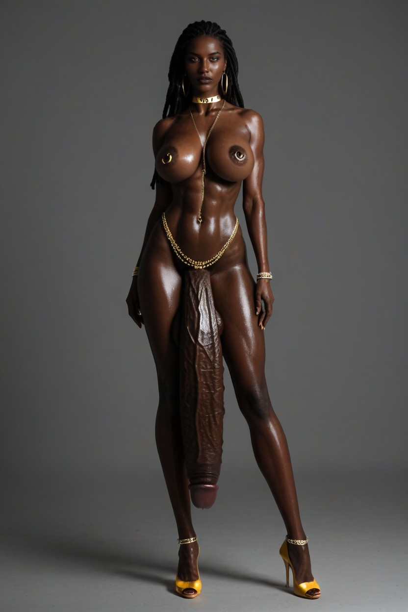Full Body View, Hyper Gigantic Glans, Heart Eyes Shemale AI Porn
