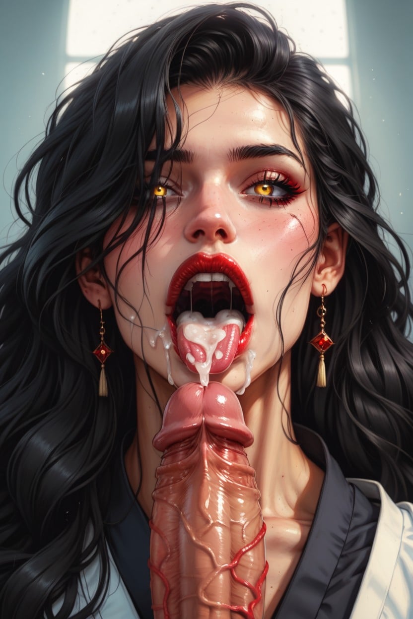 Long Length, Luminous White Kimono, Very Seductive And Voluptuous Shemale AI Porn
