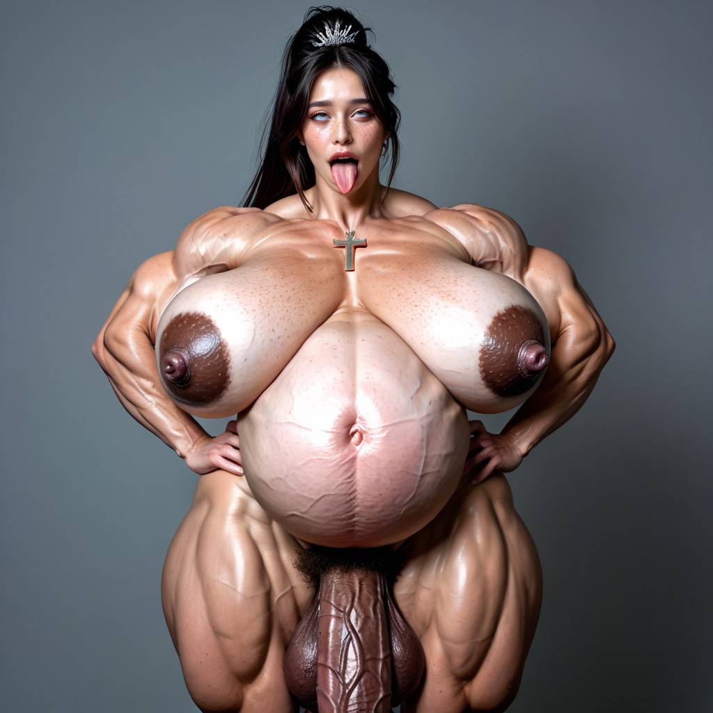 Belly Bump, Hyper Long Nipples, Dark Stretch Marks On Boobs Porno IA transsexuelle