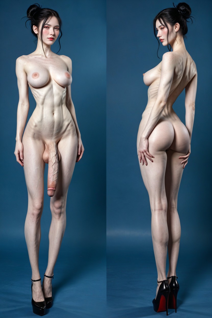 Extremely Thick Penis, Sexy Waist, Full Body View Porno IA transsexuelle