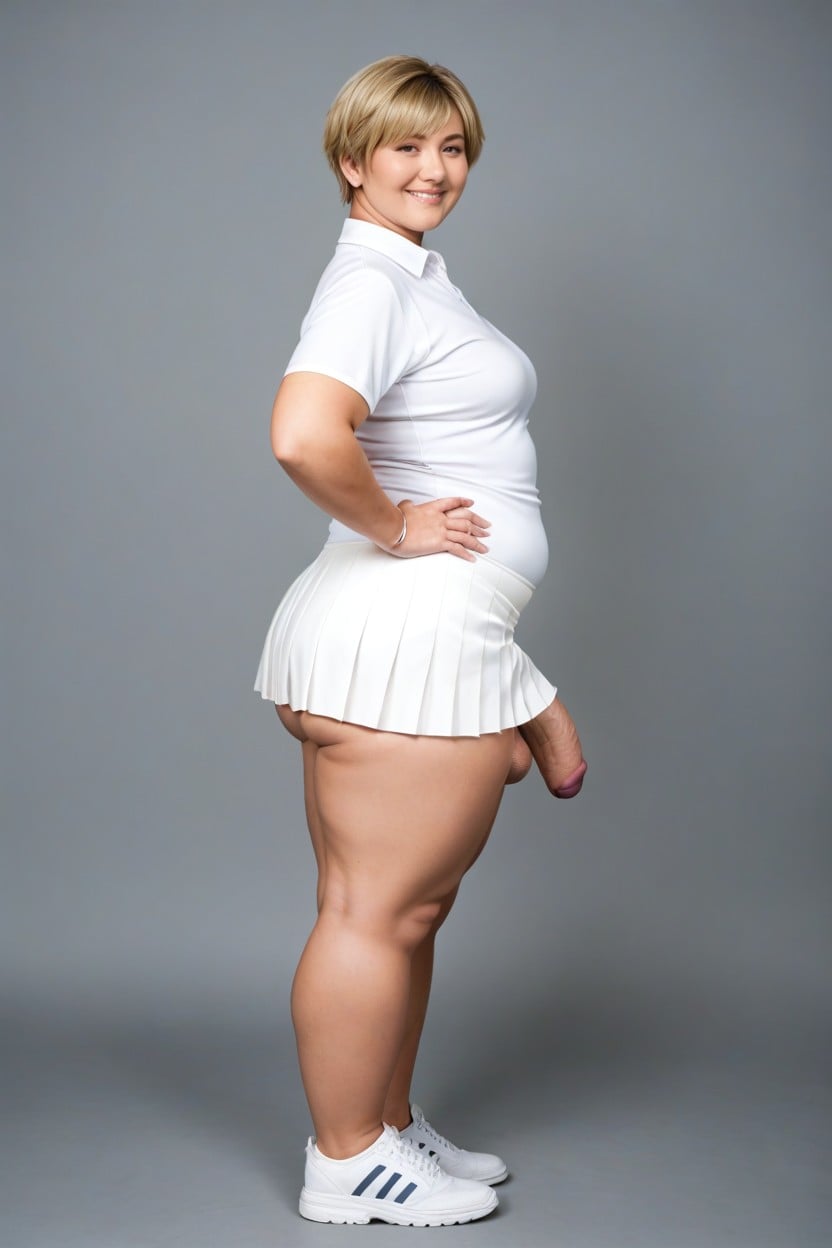 Full Body, Very Short Hair, White Tennis Shoes Shemale AI Porn