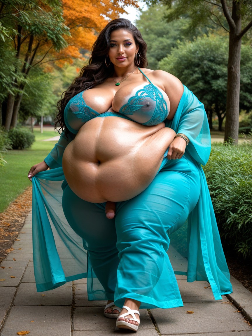 Large Hair Volume, Massive Round Ass, Walking Shemale AI Porn