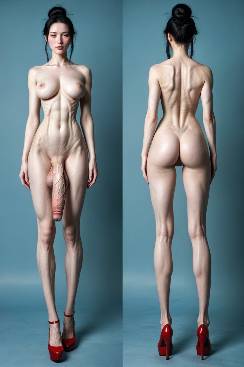 Arched Back, Full Body View, Tight Body Porno IA transsexuelle