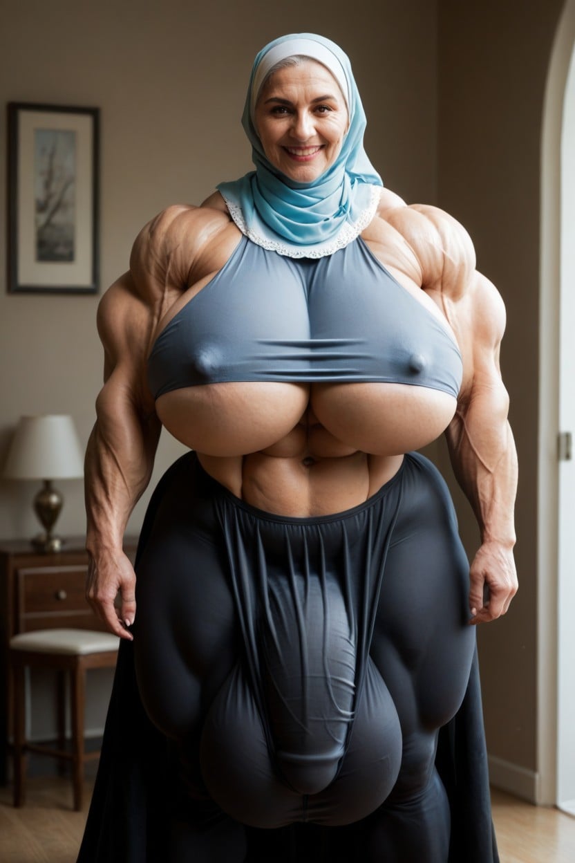 Brown Eyes, Gigantic Abs, Gigantic Enormous Biceps Shemale AI Porn