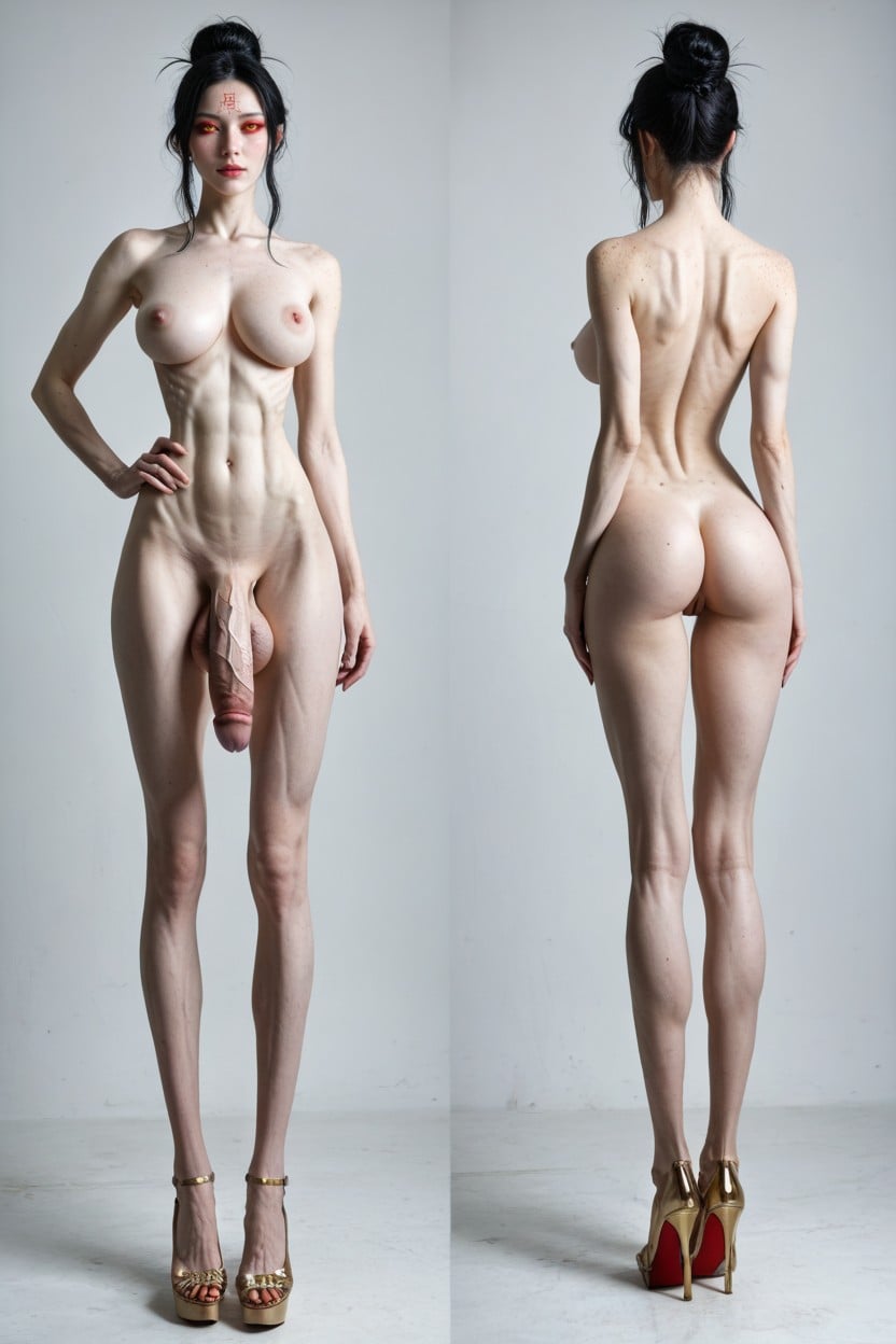 Medium Breast, Pale Skin Chinese, Tight Attenuated Waist Shemale AI Porn