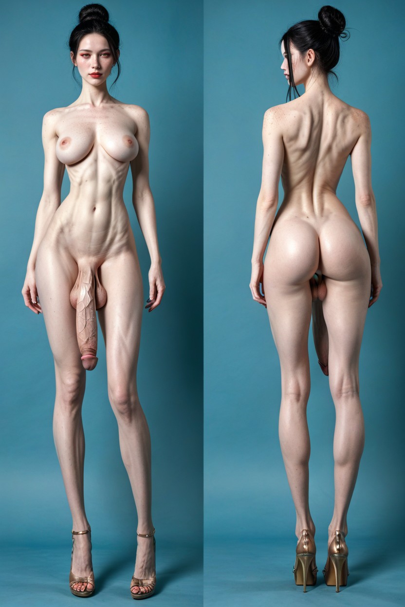 Classic Eastern Beauty, Front View, Sharp Erector Spinae Shemale AI Porn