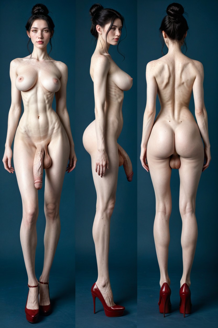 Six Pack Visible, Freckles, Arched Back Shemale AI Porn