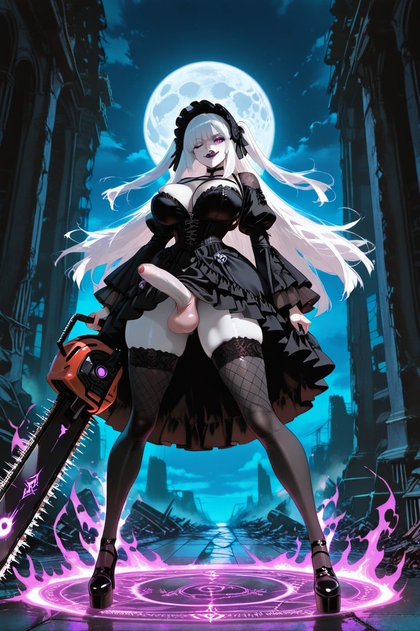 Black Lipstick, Tongue Out, Front Open Skirt Porno shemale IA