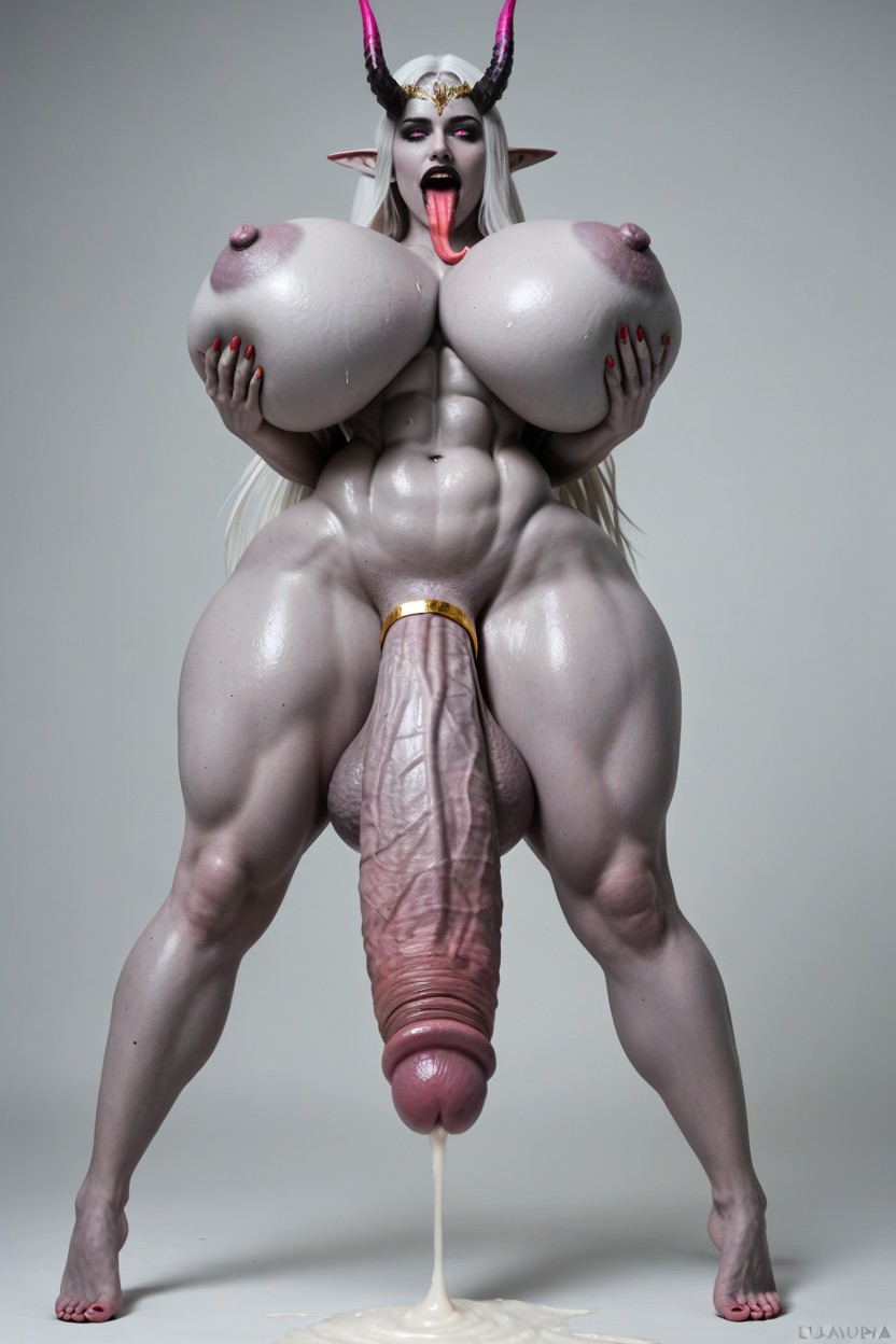 Bulging Veins, Sweaty, Excessive Erect Nipples Shemale AI Porn