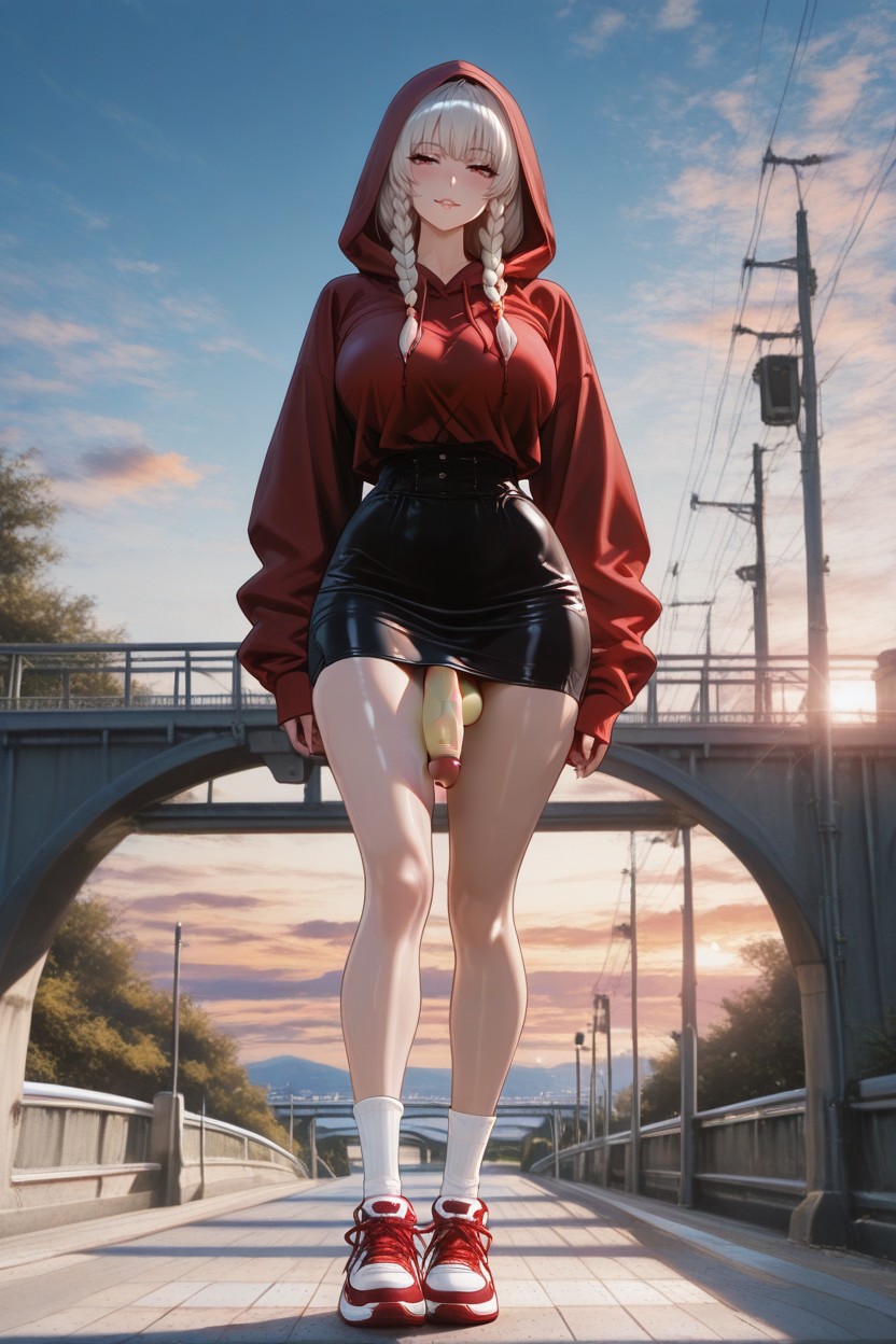 K, Bare Legs Below, Glossy Lips Shemale AI Porn