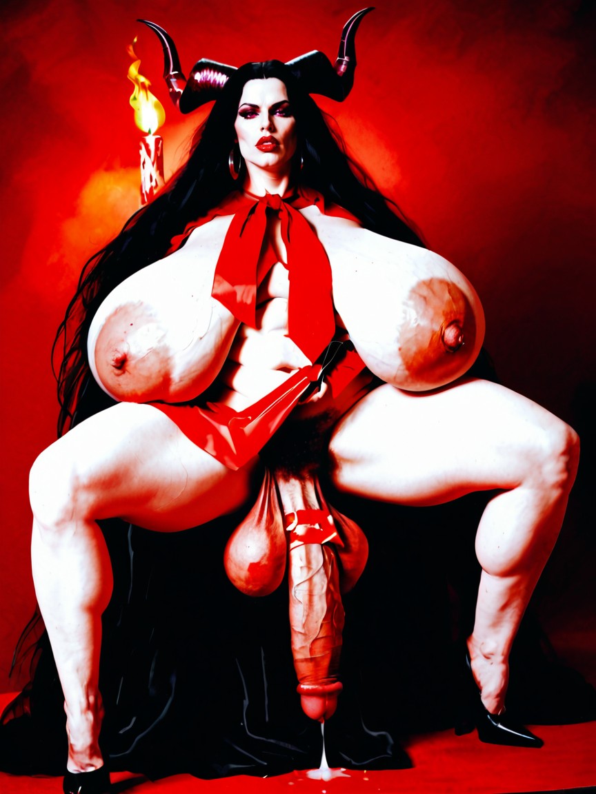 Fiery Candle Lit Hell Background, Demon Shemale, Hungarian Shemale AI Porn