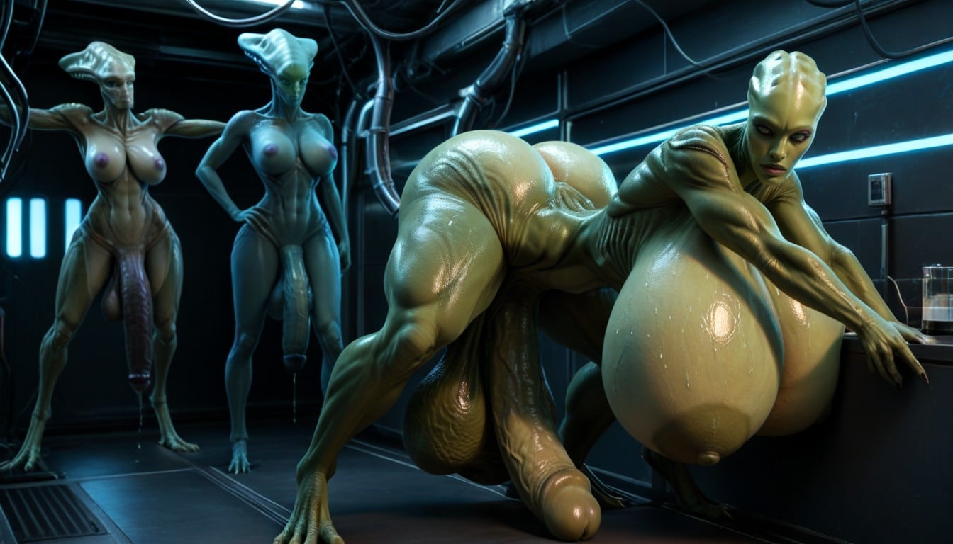 Alien, Alien, Hyper Swollen Saggy Balls Shemale AI Porn