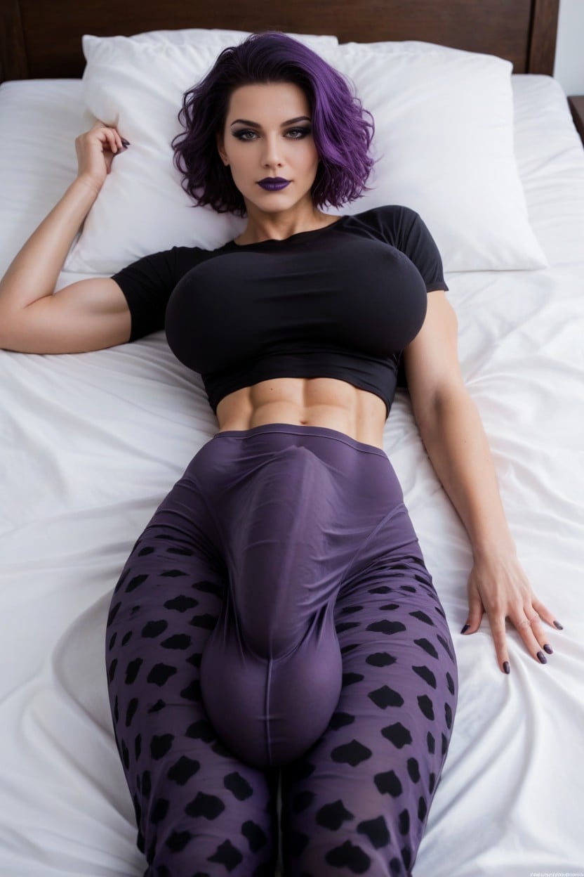 1 Person, Ribs Visible, Purple Hair Shemale AI Porn