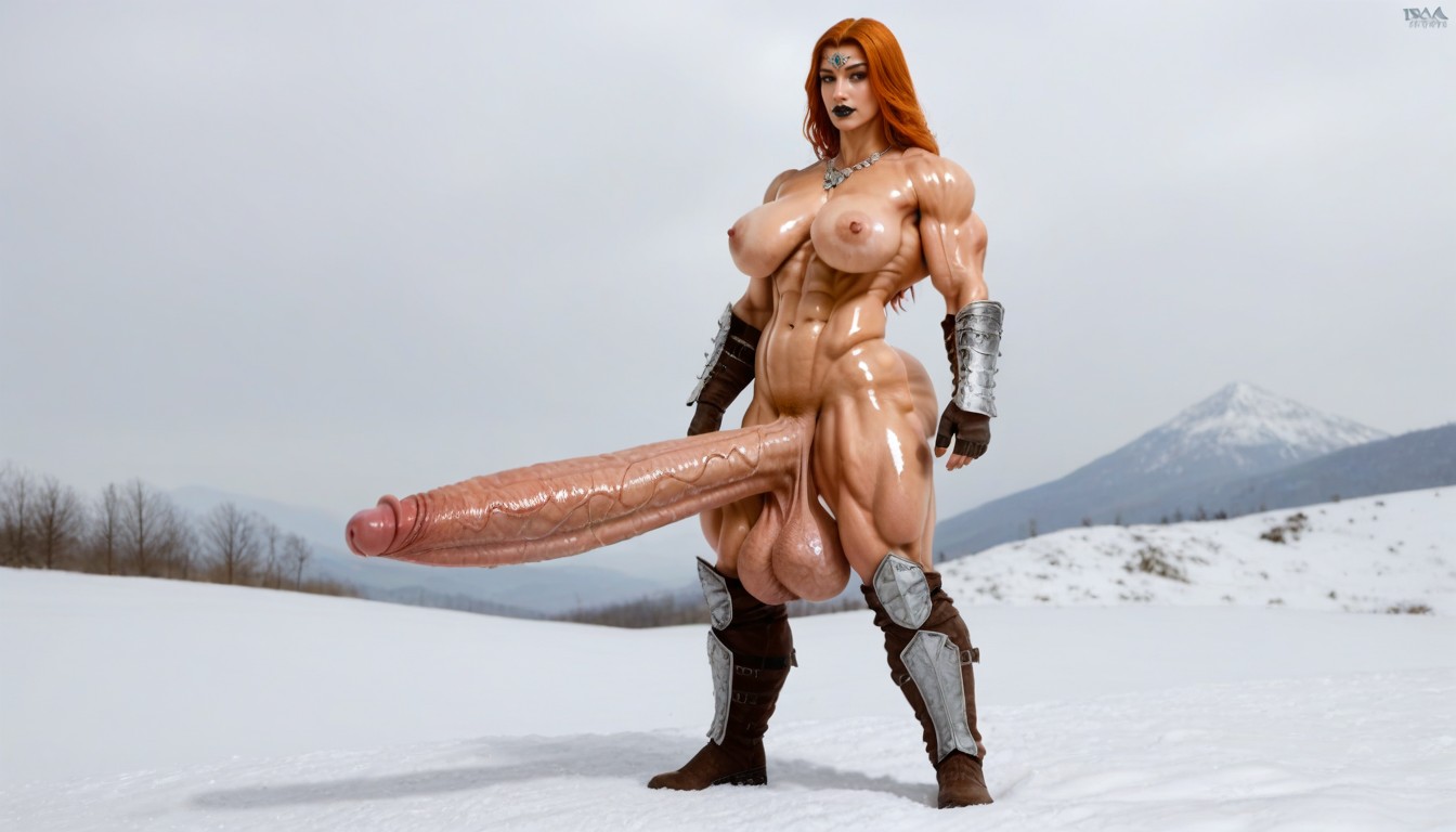 Muscular Veins, Extremely Thick Thighs, Impossibly Long Hyper Penis Shemale AI Porn