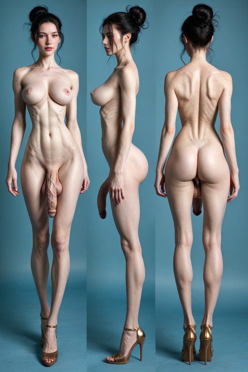 Veiny Penis, Multiple Views, Six Pack Visible Shemale AI Porn