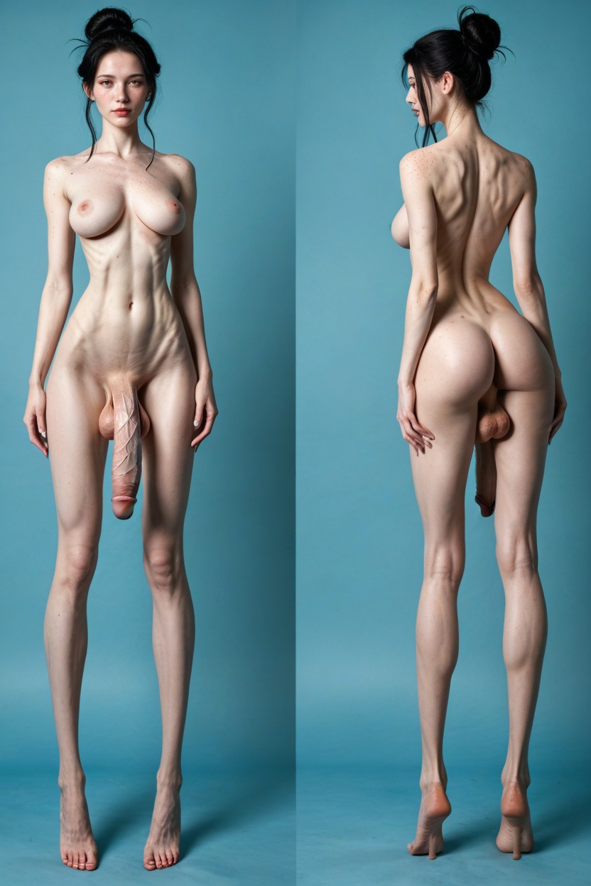 Smooth Hip Transition, Pale Skin Chinese, Extremely Thick Penis Shemale AI Porn
