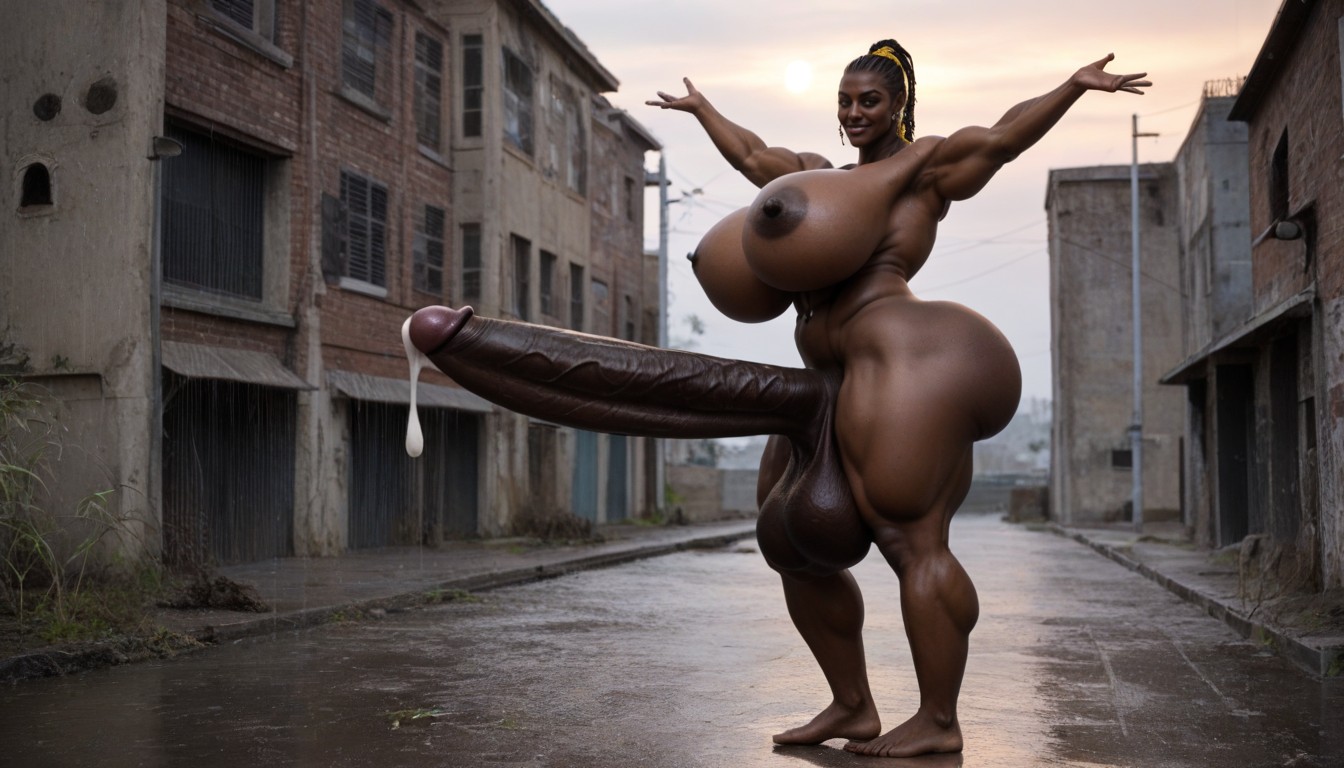 Full Body, Extremely Muscular, Sunset Shemale AI Porn