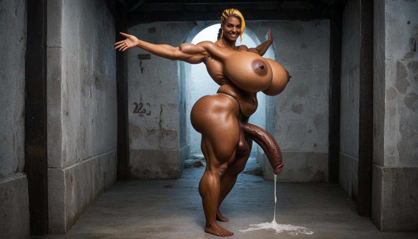 Gigantic Breasts, Side View, Gigantic Cock Shemale AI Porn