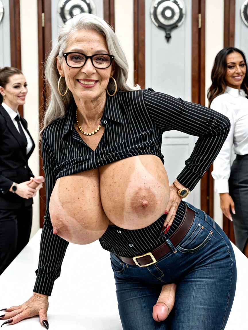 Long Sleeves, Wearing A Brown Leather Jeans, Black Leather Clothes Shemale AI Porn