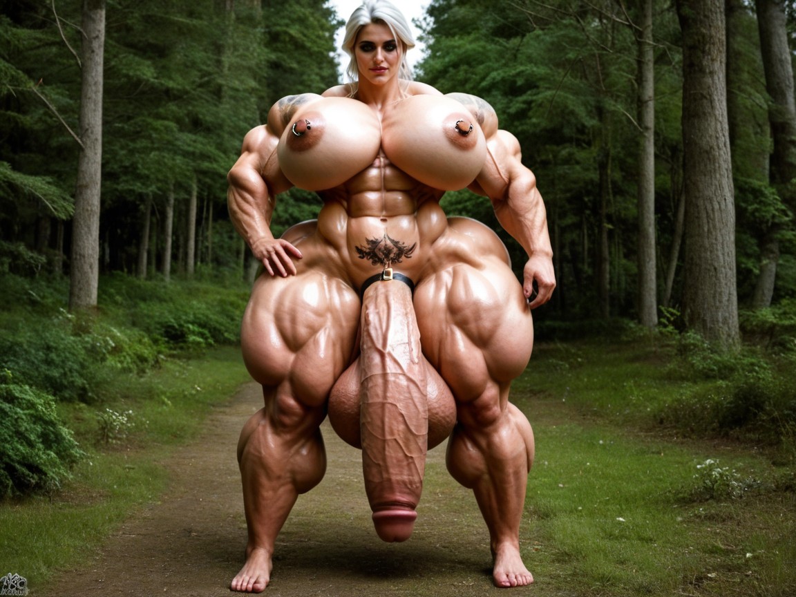 Hulking Enormous Cock, Impossibly Long Hyper Penis, Beautiful Face Shemale AI Porn