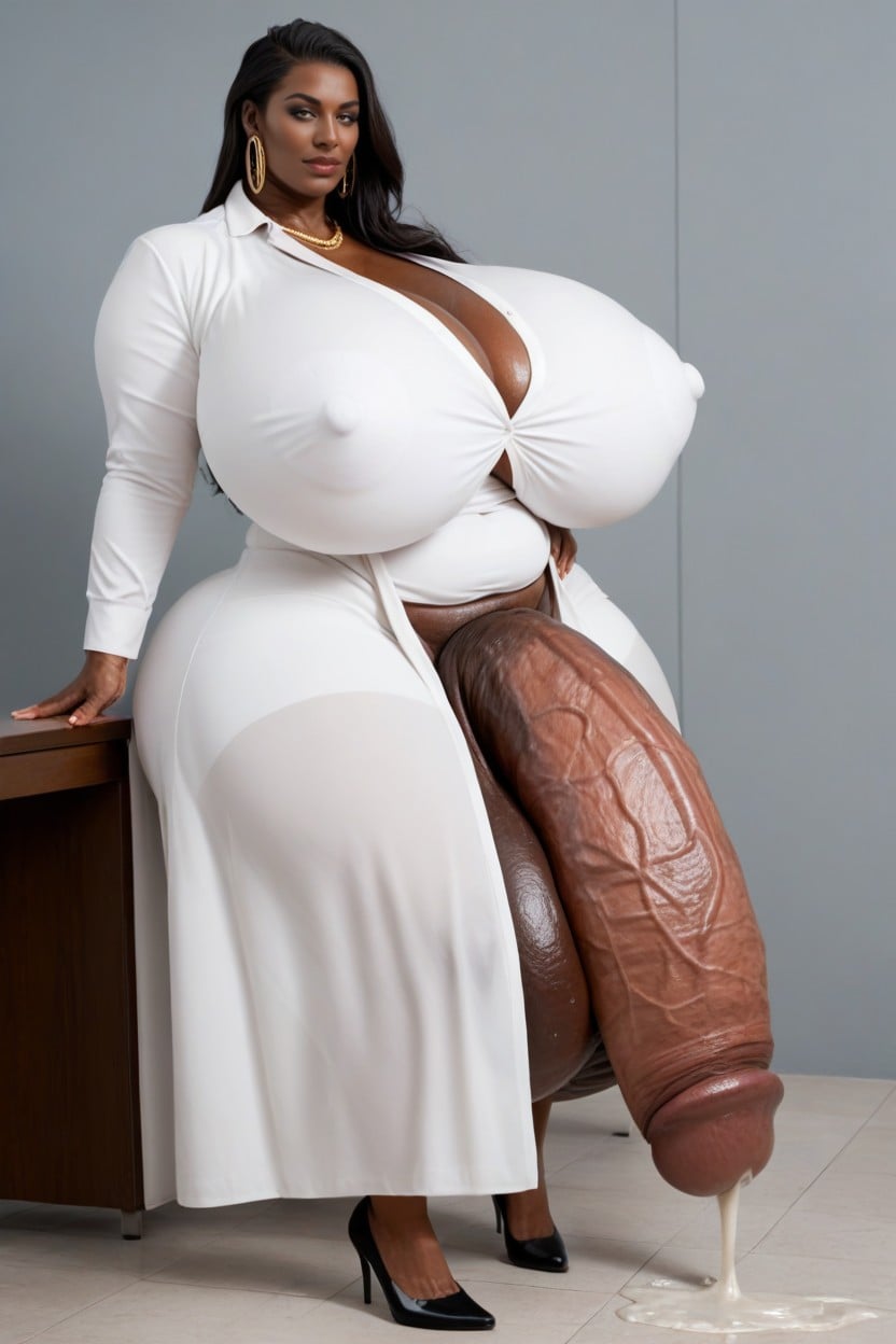 Gigantic Hyper Balls, Principal Office, Leaking Cum Shemale AI Porn