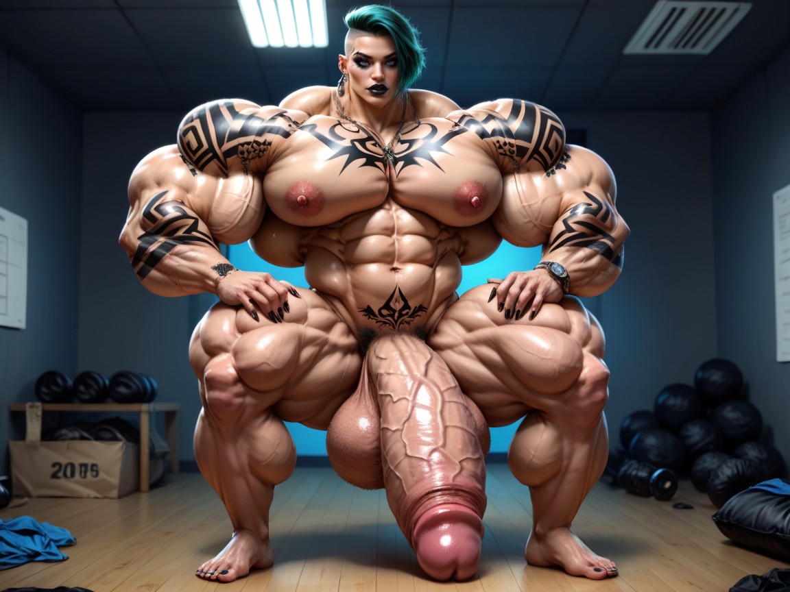 Hyper Bimbo, Penis The Size Of The Room, Full Body Tattoos Shemale AI Porn