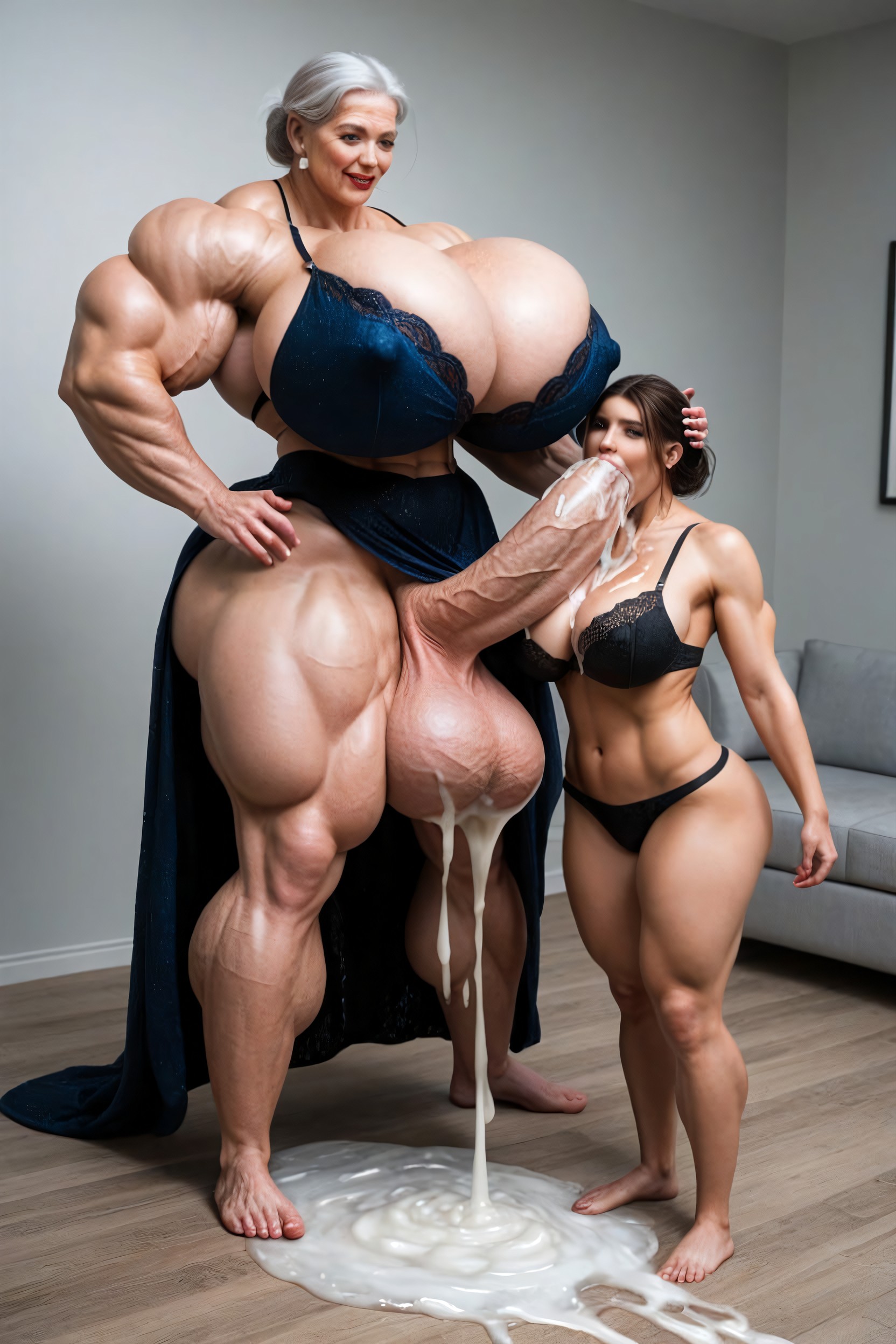 Gigantic Enormous Biceps, Blowjob, Hyper Gigantic Massive Muscles Woman Shemale AI Porn