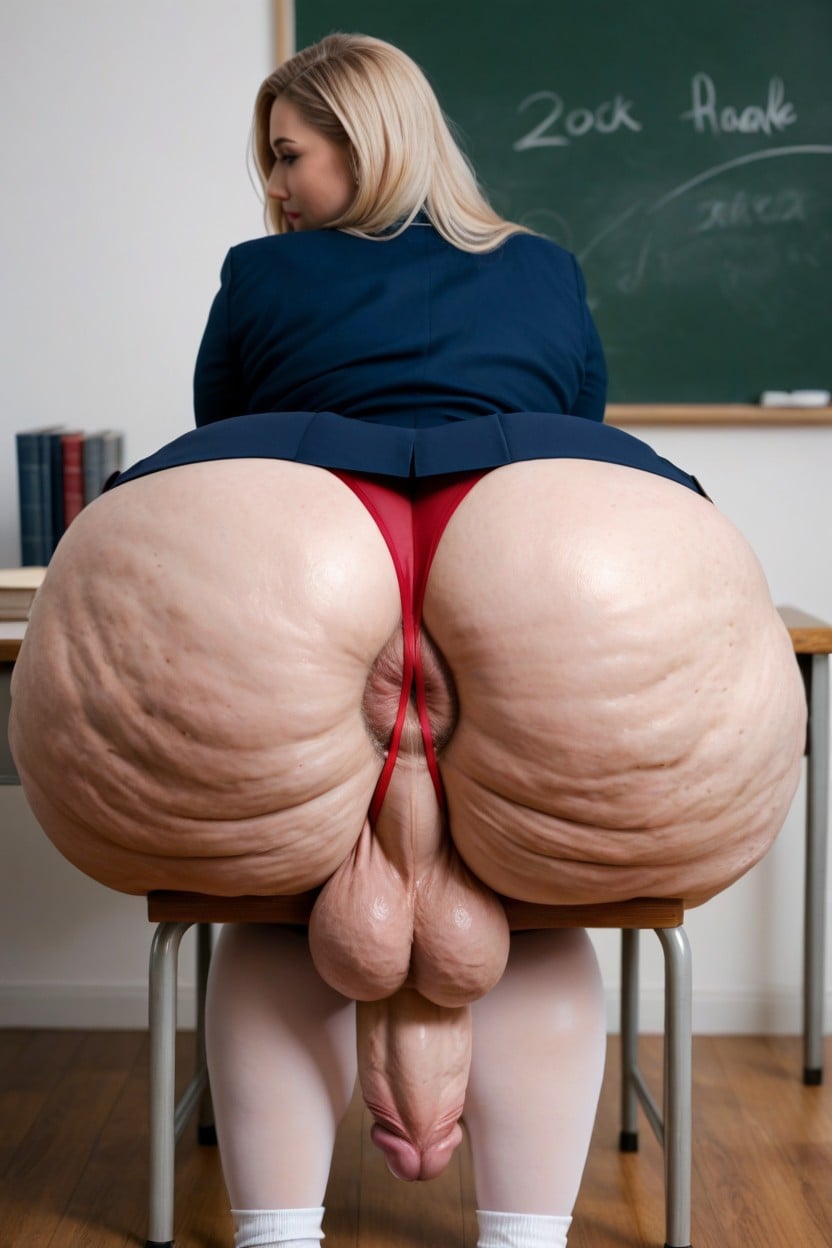 Impossibly Huge Balloonknot Asshole, Balls Squished Between Thighs, Ass Cutout Shemale AI Porn