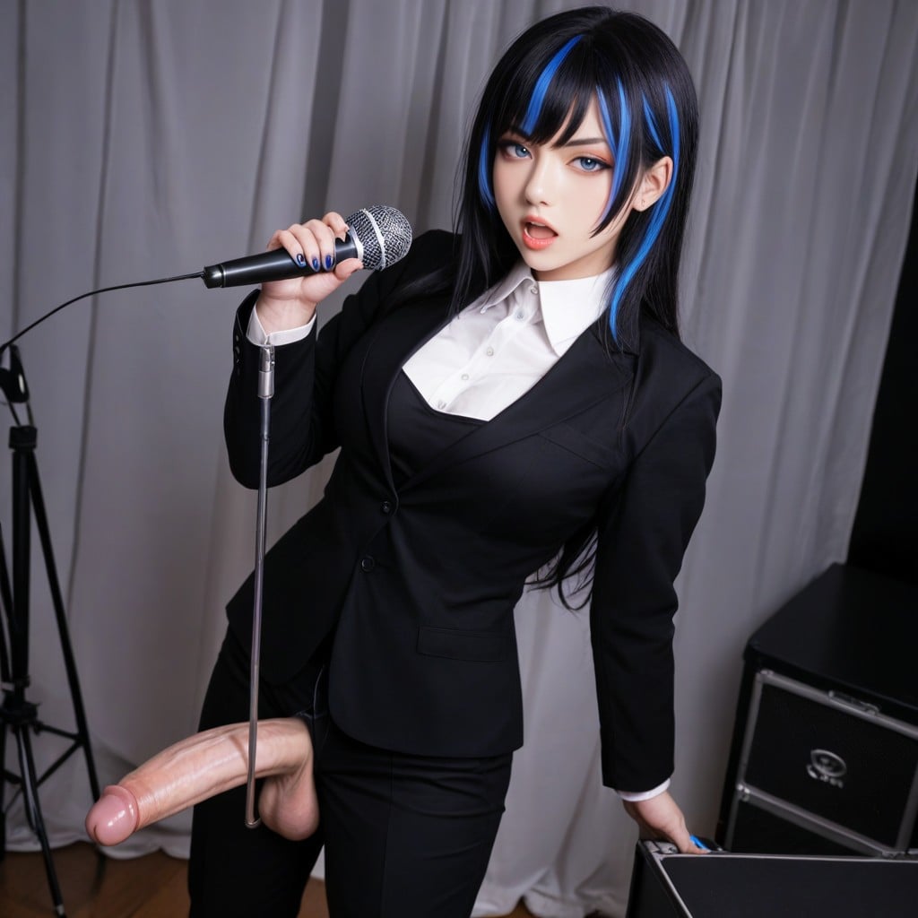 Open Mouth, Bangs, Idol Face Shemale AI Porn