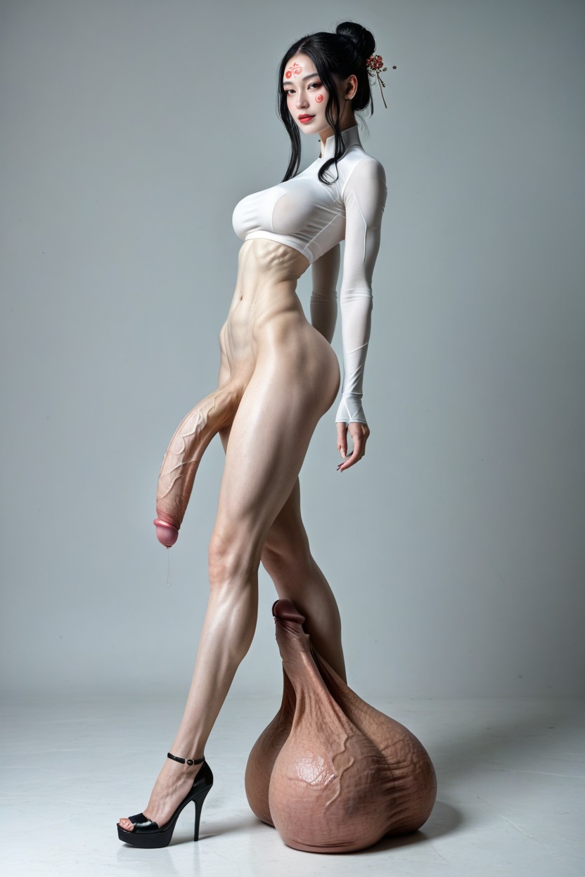 Extremely Long Legs, Stunning Chinese Goddess Face, Tall Shemale AI Porn