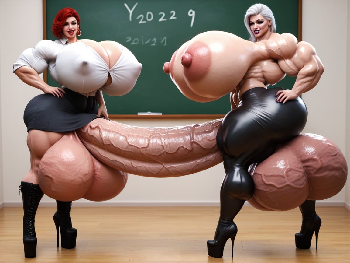 Platform High Heel Boots, Massive Muscles, Erect Nipples Shemale AI Porn