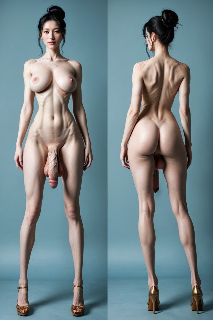Long Legs, Visible Sixpack, Tight Attenuated Waist 人妖AI色情