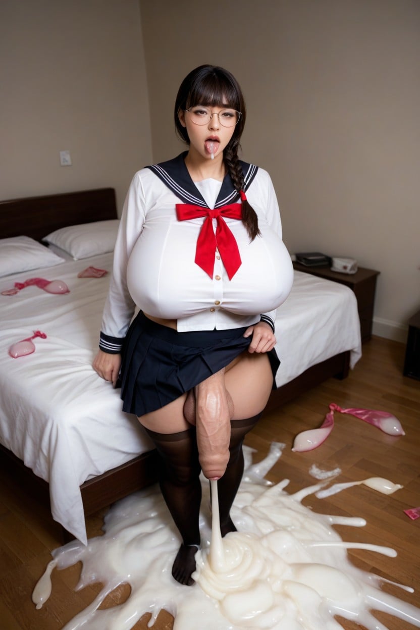 Red Ribbon, Excessive Cum, Huge Penis Porno IA transsexuelle